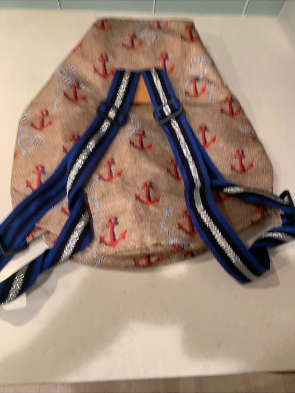 Vera Bradley Ahoy Anchor Beach Sack Nylon Backpack Strap retail $50 clean NWT
